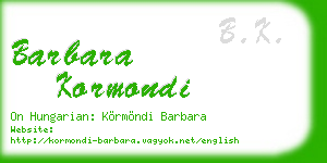 barbara kormondi business card